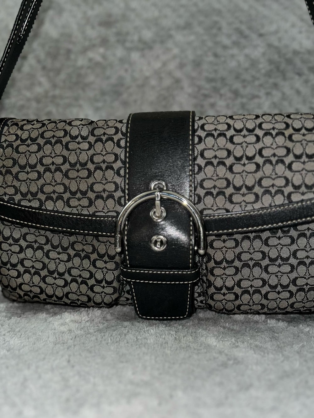 Coach Double Pocket SoHo in Black and Gray Signature